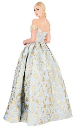 Formal Gowns Mac Duggal Ballgowns - 40893H Off Shoulder Floral Brocade Ballgown