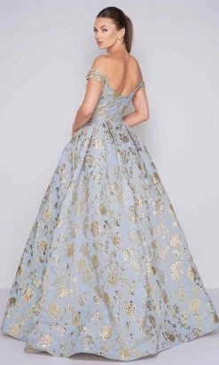 Formal Gowns Mac Duggal Ballgowns - 40893H Off Shoulder Floral Brocade Ballgown