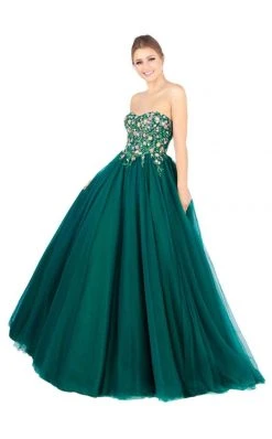 Mac Duggal Ballgowns - 50523H Embroidered Strapless Pleated Ballgown