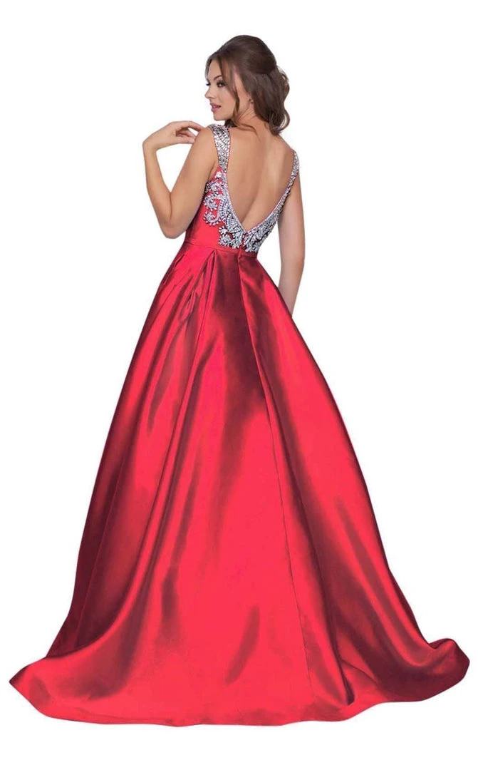 Mac Duggal Ballgowns - 66532H Embellished V-neck Ballgown With Train 4 Mac Duggal Ballgowns - 66532H Embellished V-neck Ballgown With Train
