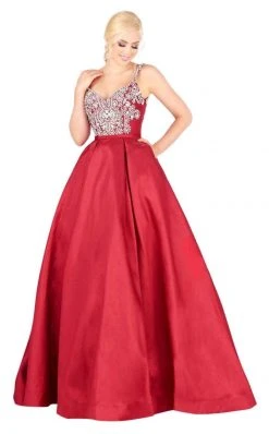 Mac Duggal Ballgowns - 66532H Embellished V-neck Ballgown With Train