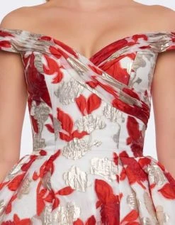 Formal Gowns Mac Duggal Ballgowns - 66588H Off Shoulder Metallic Print Ballgown