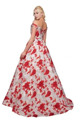 Formal Gowns Mac Duggal Ballgowns - 66588H Off Shoulder Metallic Print Ballgown 7 Formal Gowns Mac Duggal Ballgowns - 66588H Off Shoulder Metallic Print Ballgown