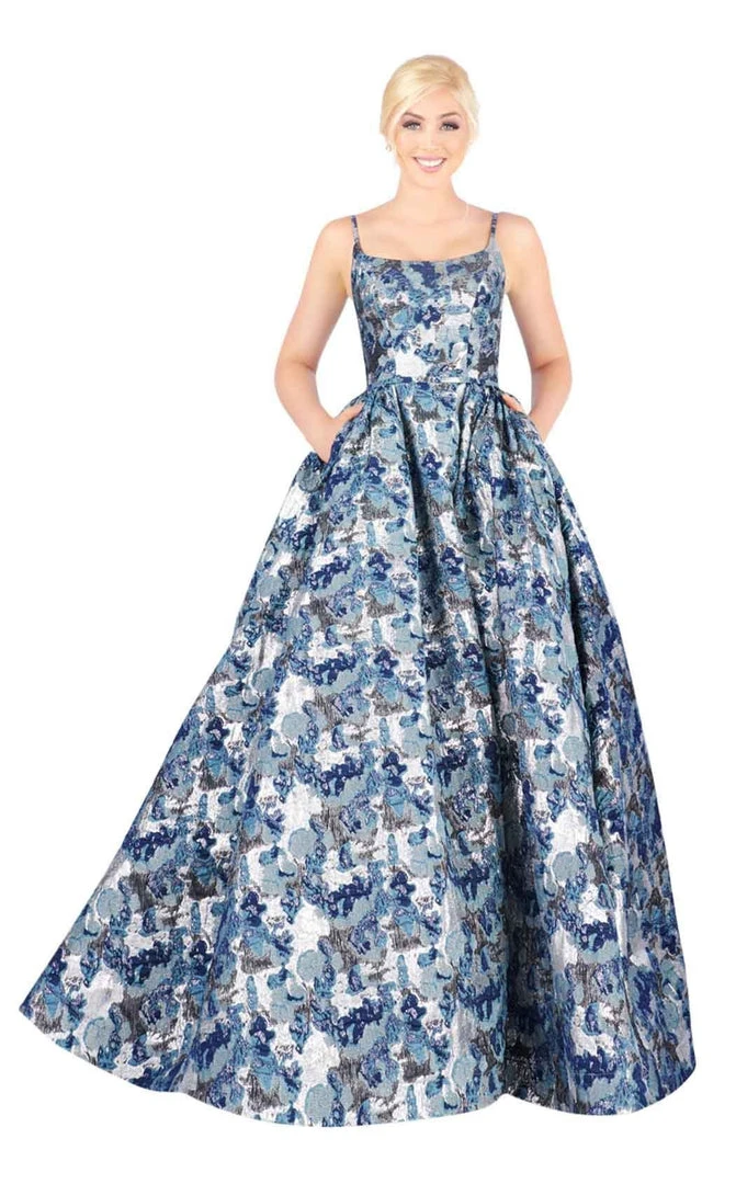 Formal Gowns Mac Duggal Ballgowns - 66598H Metallic Embossed Straight-Across Gown 3 Formal Gowns Mac Duggal Ballgowns - 66598H Metallic Embossed Straight-Across Gown