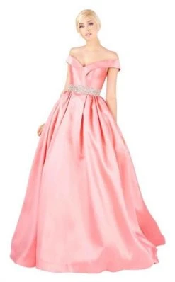 Mac Duggal Ballgowns - 66717H Crystal Beaded Off Shoulder Ballgown Formal Gowns