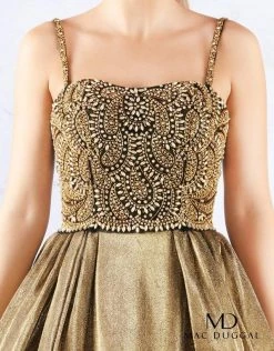 Formal Gowns Mac Duggal Ballgowns - 66743H Paisley-Beaded Bodice Metallic Ballgown 12 Formal Gowns Mac Duggal Ballgowns - 66743H Paisley-Beaded Bodice Metallic Ballgown