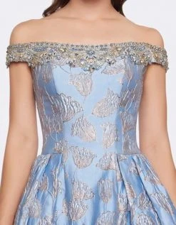 Mac Duggal Ballgowns - 66782H Jeweled Off Shoulder Metallic Ballgown Formal Gowns