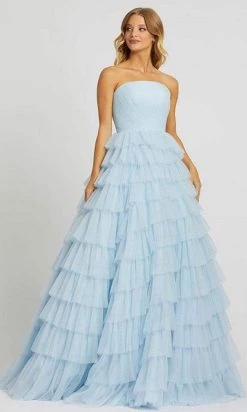 Mac Duggal Ballgowns - 67396H Tiered Skirt Mesh Long Dress