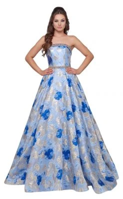 Mac Duggal Ballgowns - 67602H Embroidered Strapless Pleated Ballgown