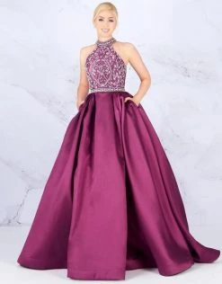 Mac Duggal Ballgowns - 67658H Embellished Halter Neck Ballgown
