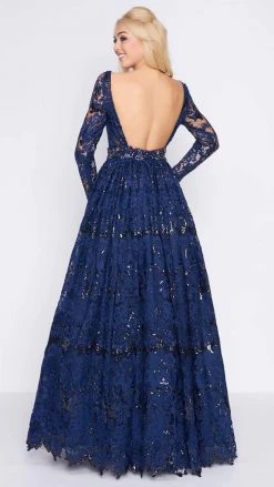 Mac Duggal Ballgowns - 67682H Long Sleeve Sequined Lace Ballgown