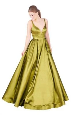 Mac Duggal Ballgowns - 77489H Plunging V-neck Pleated Ballgown 9 Mac Duggal Ballgowns - 77489H Plunging V-neck Pleated Ballgown