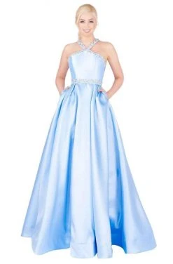 Mac Duggal Ballgowns - 77498H Bedazzled Pleated Ballgown With Train