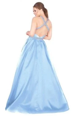 Mac Duggal Ballgowns - 77498H Bedazzled Pleated Ballgown With Train