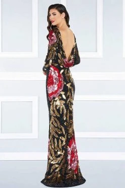 Formal Gowns Mac Duggal - Bateau Multi-Color Long Dress 4566R - 1 Pc Black Red Multi In Size 10 Available 9 Formal Gowns Mac Duggal - Bateau Multi-Color Long Dress 4566R - 1 Pc Black Red Multi In Size 10 Available