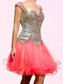 Cocktail Dresses Mac Duggal Beaded A Line Cocktail Dress In Turquoise 82095N