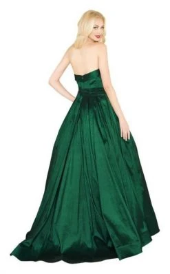 Mac Duggal Black White Red - 12132R Strapless Stretch Taffeta Ballgown