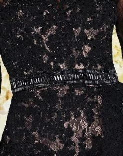 Mac Duggal Black White Red - 12183R Embellished Lace High Low Dress 7 Mac Duggal Black White Red - 12183R Embellished Lace High Low Dress