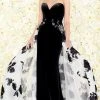 Mac Duggal Black White Red - 2097R Velvet Floral Beaded Overskirt Gown Formal Gowns 2 Mac Duggal Black White Red - 2097R Velvet Floral Beaded Overskirt Gown Formal Gowns