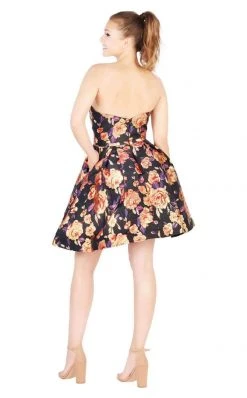 Mac Duggal Cocktail - 67641N Strapless Floral A-Line Cocktail Dress Cocktail Dresses