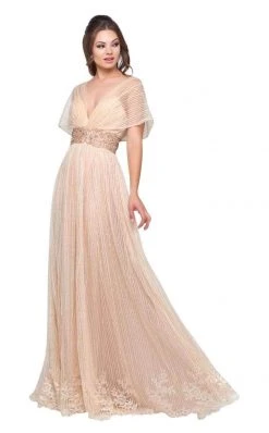 Formal Gowns Mac Duggal Couture - 12174D Beaded V-neck A-line Dress With Train