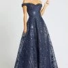 Mac Duggal Couture - 20111D Off Shoulder Cluster Sequined A-Line Gown Formal Gowns