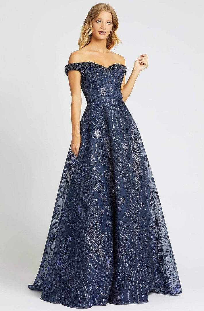 Mac Duggal Couture - 20111D Off Shoulder Cluster Sequined A-Line Gown Formal Gowns 3 Mac Duggal Couture - 20111D Off Shoulder Cluster Sequined A-Line Gown Formal Gowns