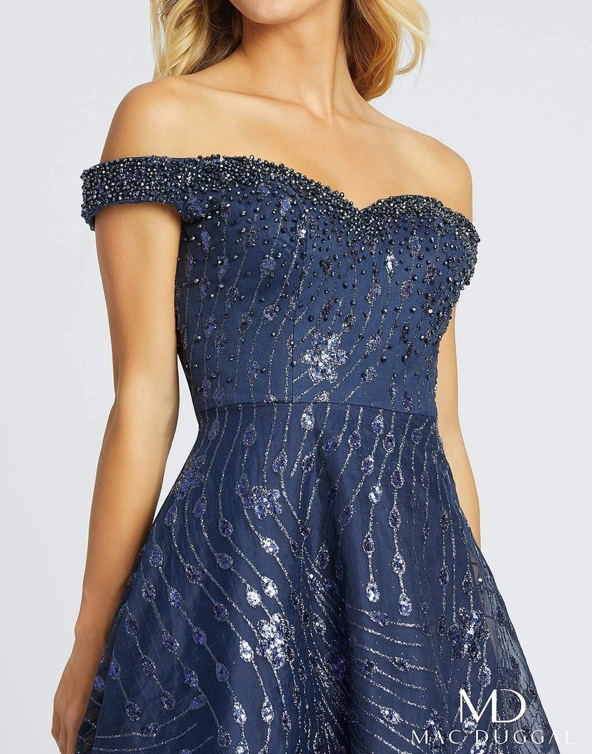 Mac Duggal Couture - 20111D Off Shoulder Cluster Sequined A-Line Gown Formal Gowns 5 Mac Duggal Couture - 20111D Off Shoulder Cluster Sequined A-Line Gown Formal Gowns