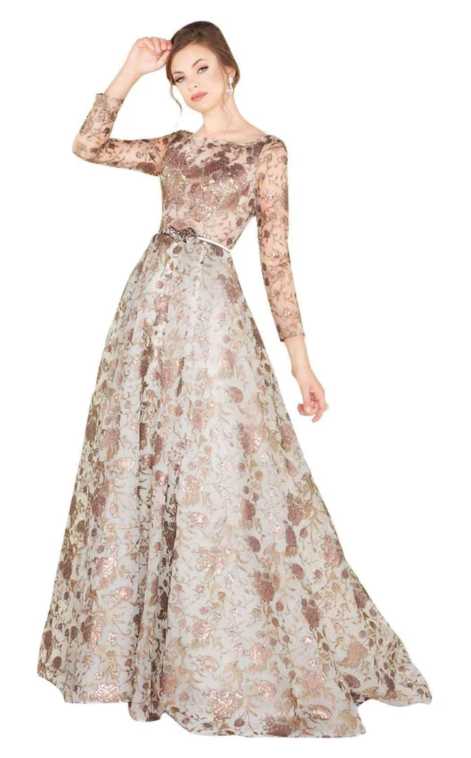 Mac Duggal Couture - 20123D Embossed Bateau A-Line Evening Gown 3 Mac Duggal Couture - 20123D Embossed Bateau A-Line Evening Gown