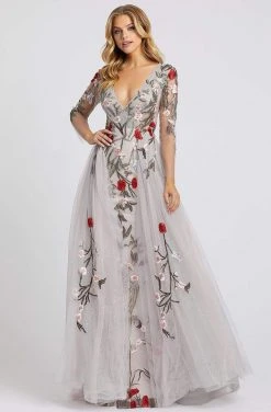 Mac Duggal Couture - 20125D Floral Embroidered Dress With Overskirt