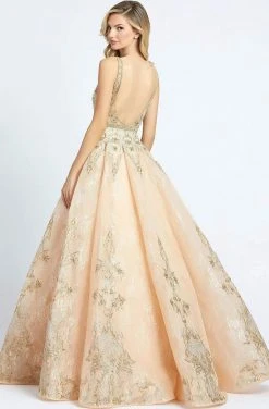 Formal Gowns Mac Duggal Couture - 50525D Bedazzled Deep V-neck Pleated A-line Dress