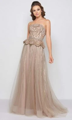 Mac Duggal Couture - 50561D Strapless Embellished Peplum A-line Dress Formal Gowns
