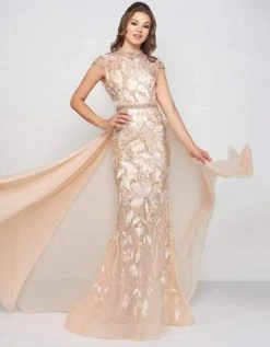 Mac Duggal Couture - 79193D Embellished High Neck Dress With Overskirt Formal Gowns