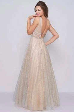 Mac Duggal - Deep V-neck Shimmering Ballgown 77402M Formal Gowns