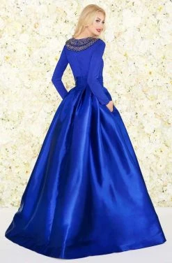 Mac Duggal - Embellished Long Sleeves Ballgown 12093R - 1 Pc Midnight Blue In Size 4 Available Formal Gowns
