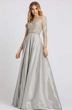 Mac Duggal Evening - 12230D Illusion Floral Embroidered Bejeweled Gown