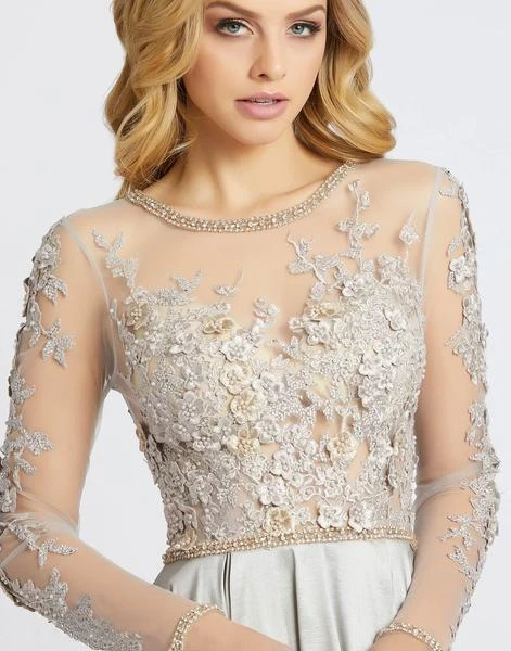 Mac Duggal Evening - 12230D Illusion Floral Embroidered Bejeweled Gown 8 Mac Duggal Evening - 12230D Illusion Floral Embroidered Bejeweled Gown