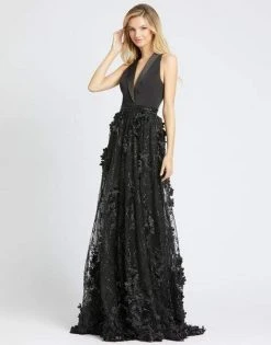 Formal Gowns Mac Duggal Evening - 12264D Floral Applique A-Line Evening Dress