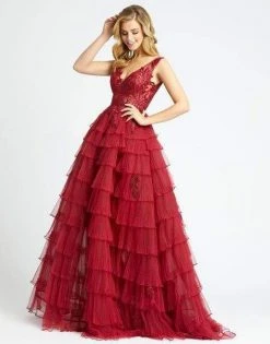 Mac Duggal Evening - 20136D Sleeveless V-Neck Tiered Ballgown