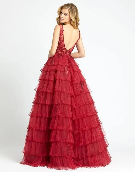 Mac Duggal Evening - 20136D Sleeveless V-Neck Tiered Ballgown 5 Mac Duggal Evening - 20136D Sleeveless V-Neck Tiered Ballgown
