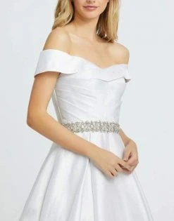 Formal Gowns Mac Duggal Evening - 48926D Embellished Off-Shoulder Satin Ballgown