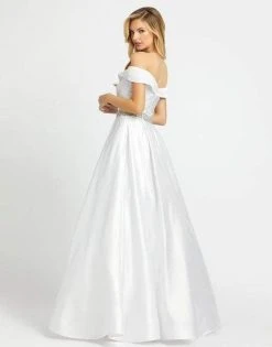 Formal Gowns Mac Duggal Evening - 48926D Embellished Off-Shoulder Satin Ballgown