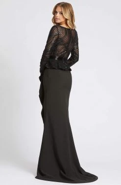 Mac Duggal Evening - 48966D Beaded Illusion Bateau Dress With Slit