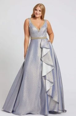 Formal Gowns Mac Duggal Fabulouss - 48978F V-Neck Ruffled A-line Dress