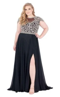 Mac Duggal Fabulouss - 66785F Beaded Bateau Chiffon A-line Dress