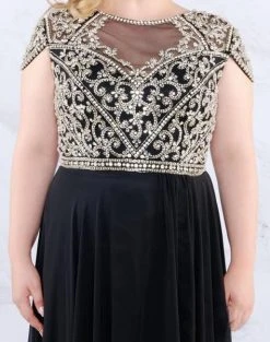 Mac Duggal Fabulouss - 66785F Beaded Bateau Chiffon A-line Dress