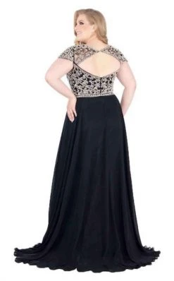 Mac Duggal Fabulouss - 66785F Beaded Bateau Chiffon A-line Dress