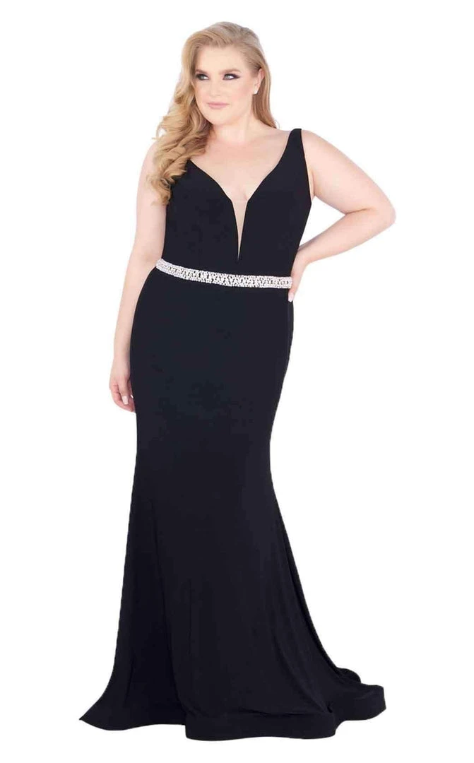 Mac Duggal Fabulouss - 66808F Plunging Jeweled Jersey Trumpet Gown 3 Mac Duggal Fabulouss - 66808F Plunging Jeweled Jersey Trumpet Gown