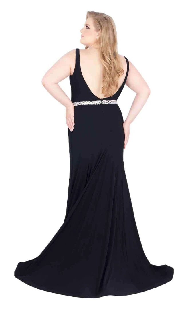 Mac Duggal Fabulouss - 66808F Plunging Jeweled Jersey Trumpet Gown 5 Mac Duggal Fabulouss - 66808F Plunging Jeweled Jersey Trumpet Gown