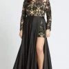 Mac Duggal Fabulouss - 66809F Sequined Lace Romper Overskirt Gown Formal Gowns